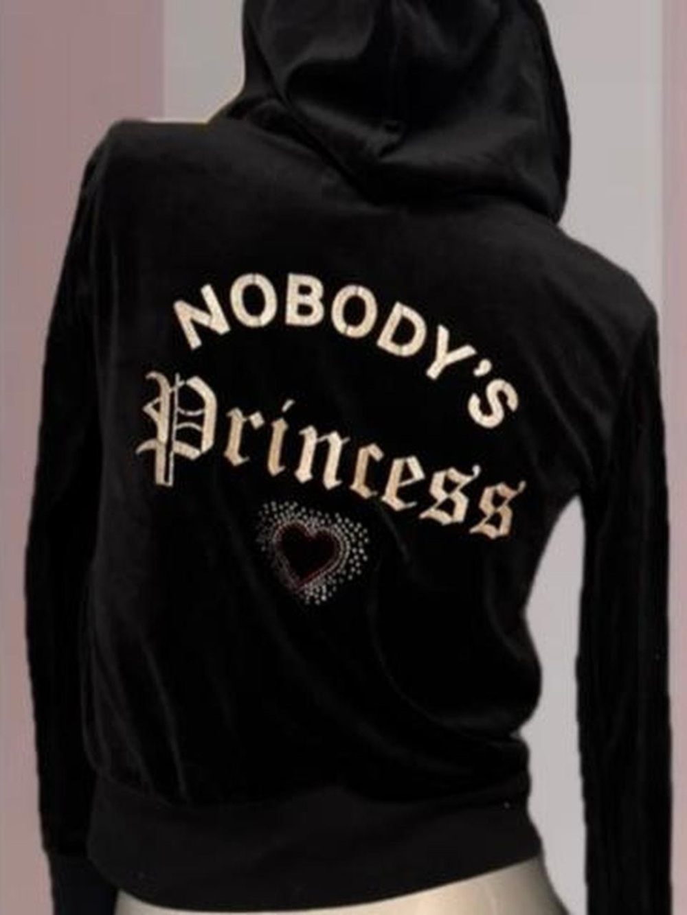 “Nobody’s Princess” Velour Zip Sweater